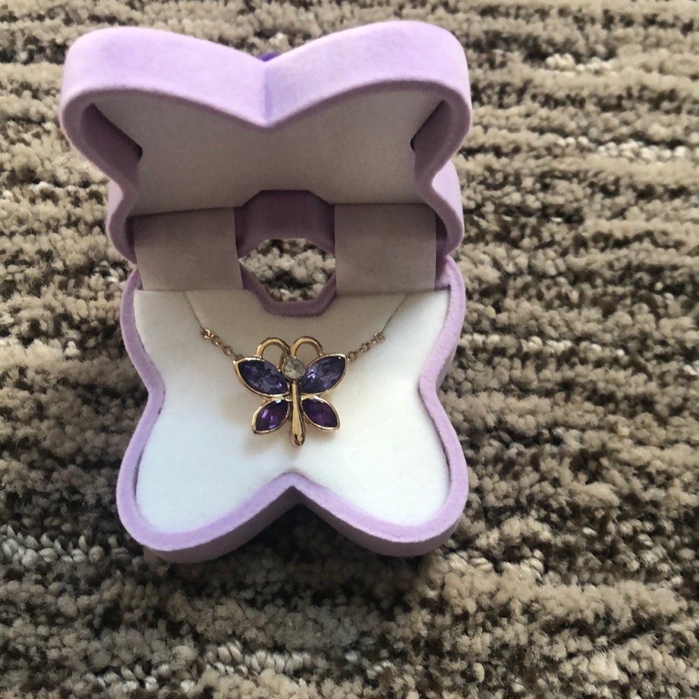 Purple Butterfly Necklace and Case